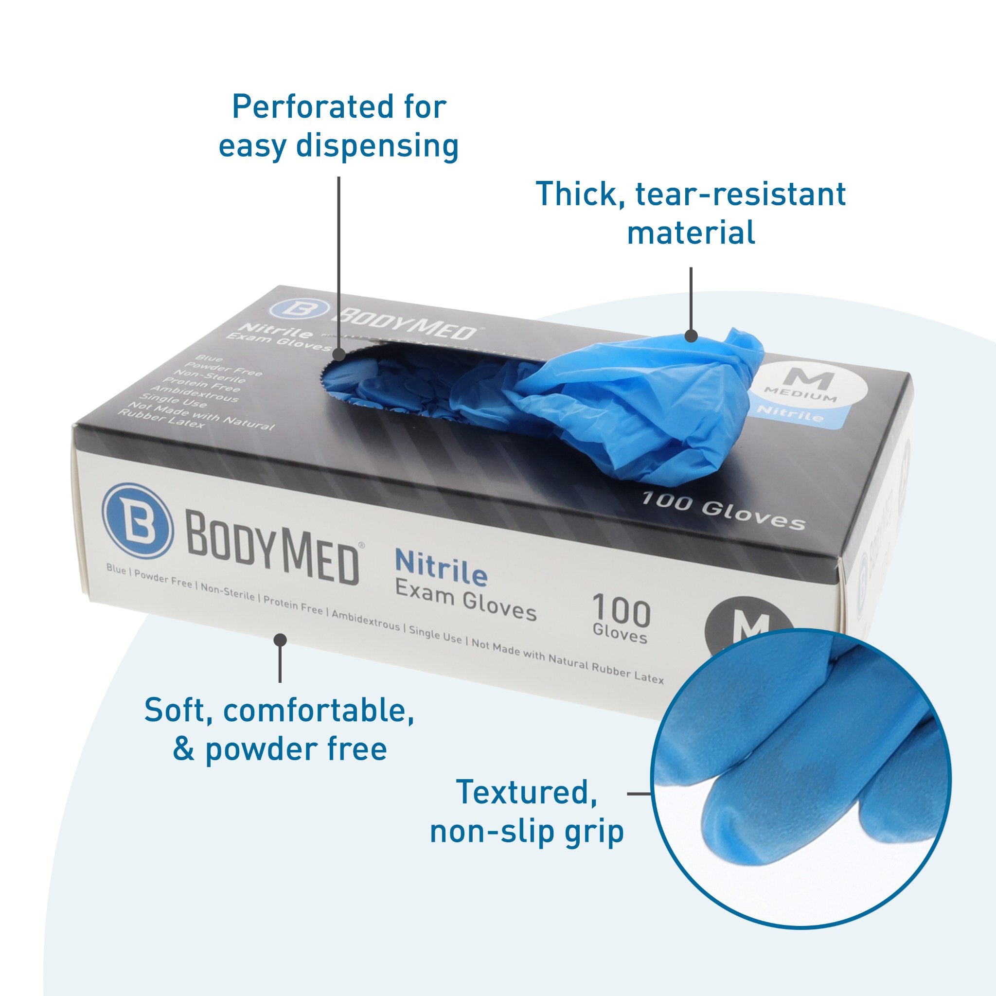 BodyMed Nitrile Gloves - case of 1000