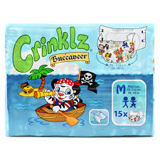 Crinklz Printed Adult Diapers w/ Plastic Backing, Buccaneer Print
